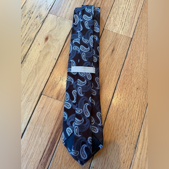 Michael Kors Brown/Blue Paisley 100% Silk Men’s Neck Tie - 58L 3.5W - Picture 4 of 8